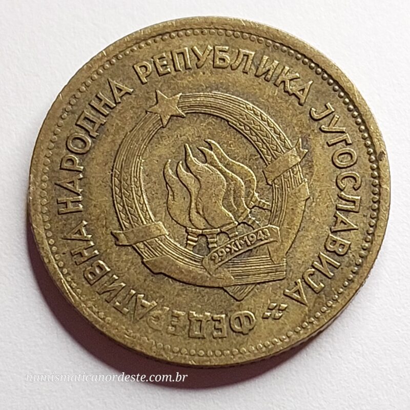 Moeda de 20 Dinara – Jugoslávia - Ano 1955 - Jugoslávia Socialista (1945 - 1992) - Imagem 2