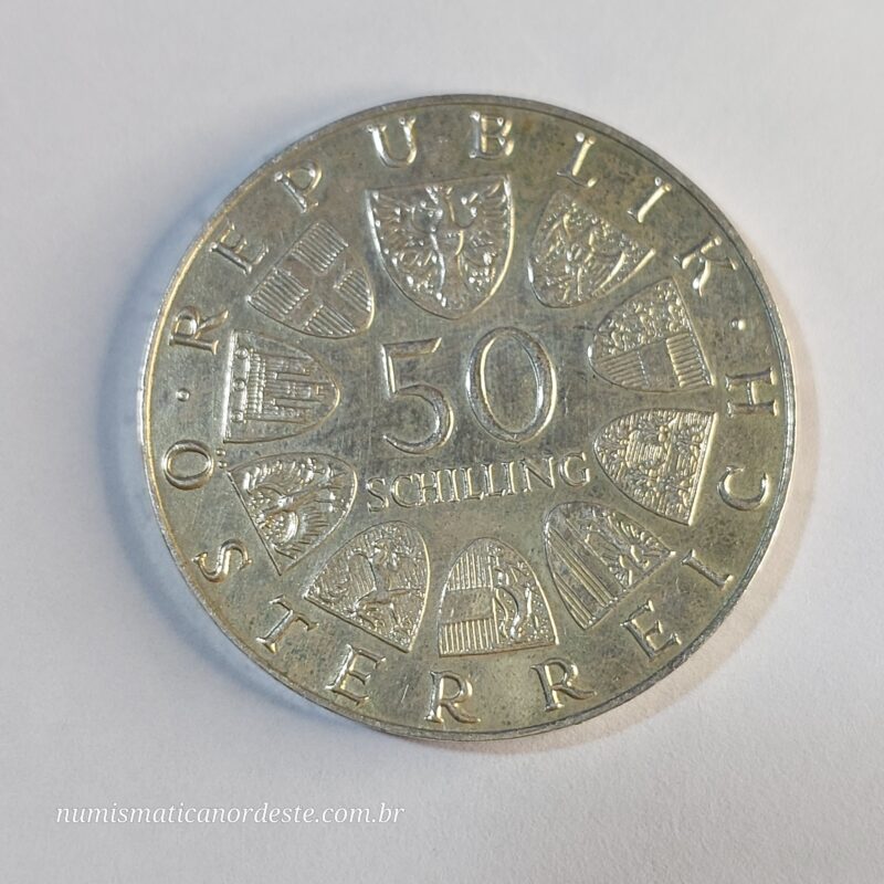 Moeda Áustria 50 Schilling Comemorativa – 500 Anos do Bummerlhaus - Ano 1973 - Imagem 2