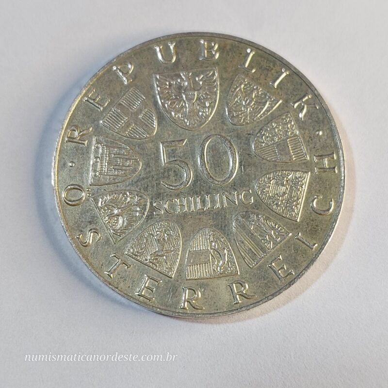 Moeda Áustria 50 Schilling Comemorativa – 500 Anos do Bummerlhaus - Ano 1973 - Imagem 5