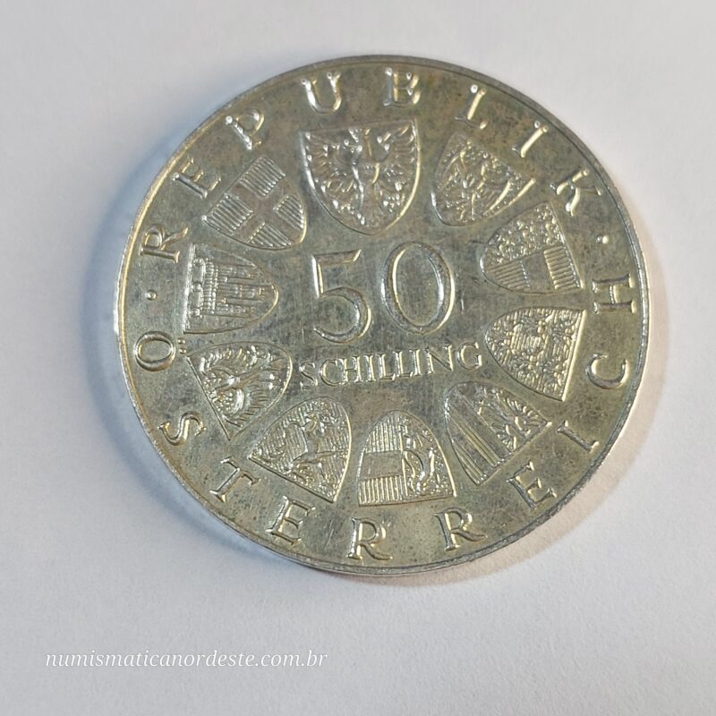 Moeda Áustria 50 Schilling Comemorativa – 500 Anos do Bummerlhaus - Ano 1973 - Imagem 8