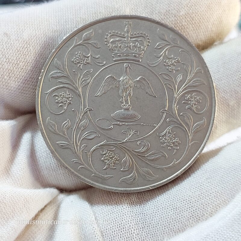 Moeda 25 Pence Reino Unido - COMEMORATIVA aos 25 anos da Coroação de Elizabeth II - Ano 1977 - Imagem 5