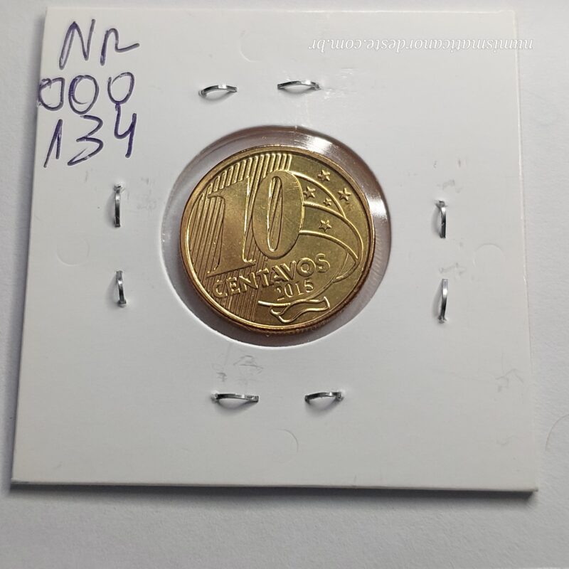 Moeda do Brasil 10 Centavos Ano 2015 - FLOR DE CUNHO