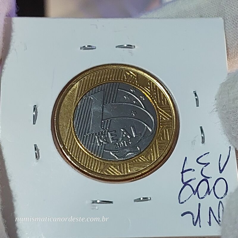 Moeda de 1 Real do Brasil Comemorativa aos 50 Anos do Banco Central do Brasil (BC 50 Anos) - Flor de Cunho - Imagem 4
