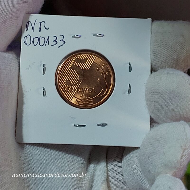 Moeda de 5 Centavos do Brasil Ano 2015 - FLOR DE CUNHO