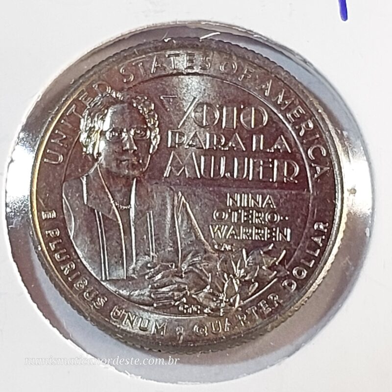 Moeda de Quarter Dollar  Ano 2022 (D) - Nina Otero Warren (FC - Flor de Cunho) - Série Mulheres Americanas