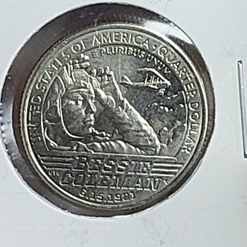 Moeda de Quarter Dollar  Ano 2023 (D) - Bessie Coleman - (FC - Flor de Cunho) - Série Mulheres Americanas - Imagem 7