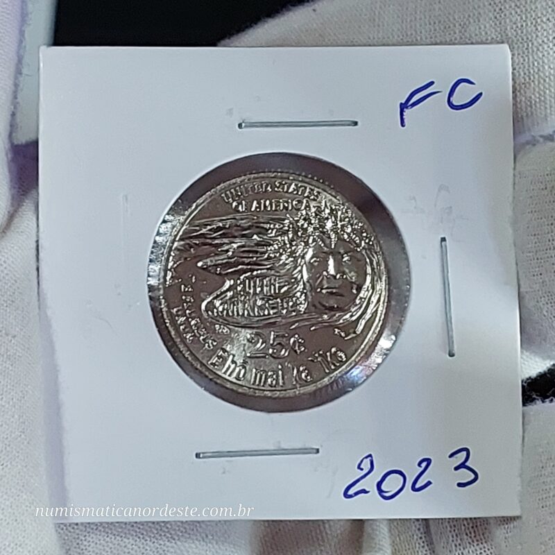 Moeda de Quarter Dollar  Ano 2023 (D) - Edith Kanaka'ole - (FC - Flor de Cunho) - Série Mulheres Americanas - Imagem 3