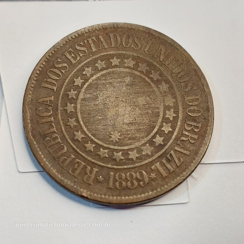 Moeda de 40 Réis Ano 1889 - Brasil República - Imagem 4