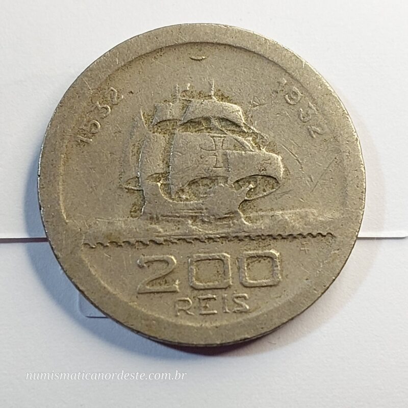 Moeda de 200 Réis Ano 1932 - Brasil - Série Vicentina - 400 anos de colonização do Brasil - Imagem 3
