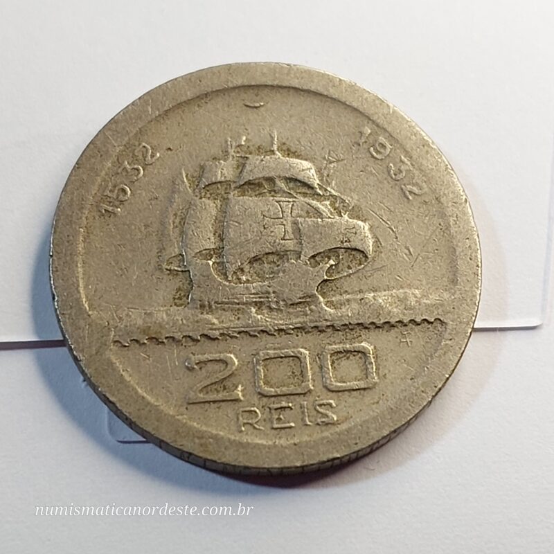 Moeda de 200 Réis Ano 1932 - Brasil - Série Vicentina - 400 anos de colonização do Brasil - Imagem 7
