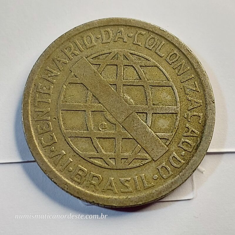 Moeda de 200 Réis Ano 1932 - Brasil - Série Vicentina - 400 anos de colonização do Brasil - Imagem 8