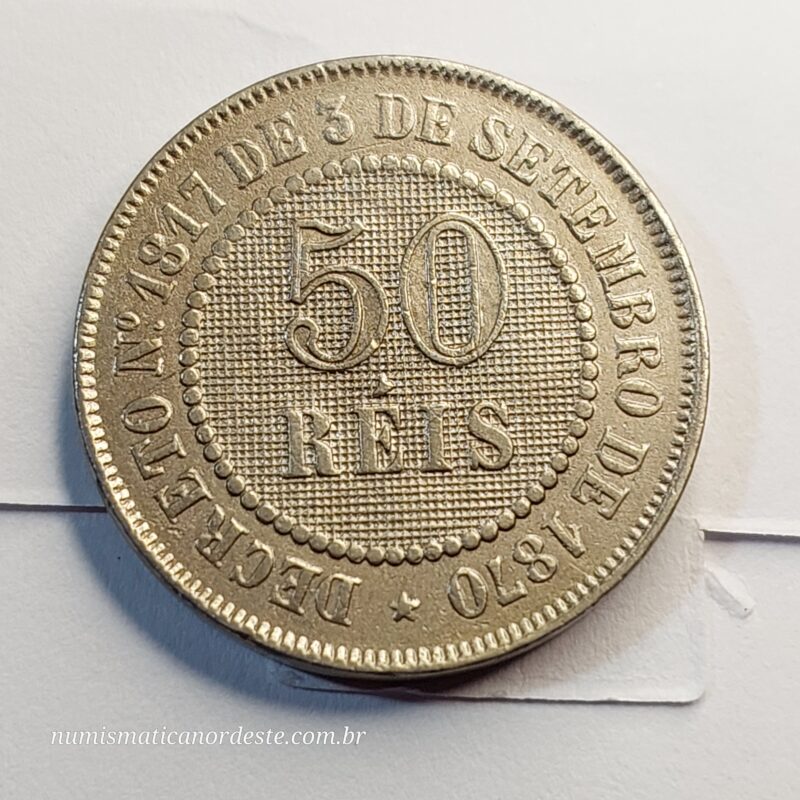 Moeda de 50 Réis Ano 1887 - Brasil - Imagem 3