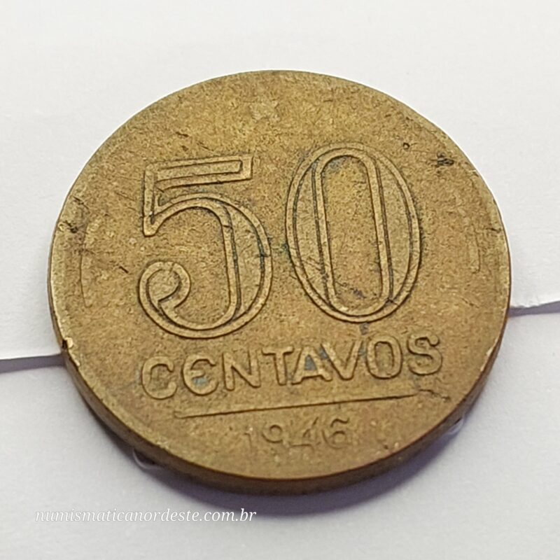 Moeda de 50 Centavos Ano 1946 - Brasil - Getúlio Vargas - Imagem 3