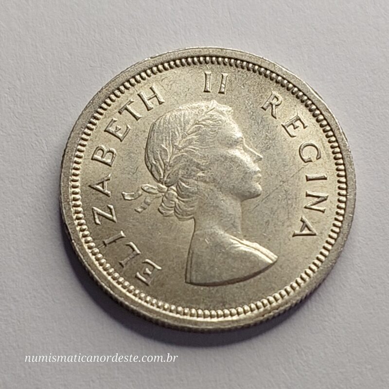 Moeda de 1 Shilling da África do Sul Ano 1958 Prata 0,500 - Imagem 8