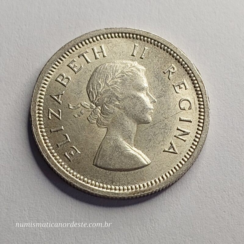 Moeda de 1 Shilling da África do Sul Ano 1958 Prata 0,500 - Imagem 6