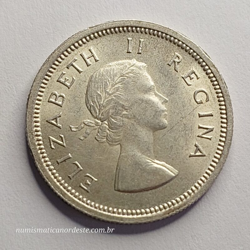 Moeda de 1 Shilling da África do Sul Ano 1958 Prata 0,500 - Imagem 4