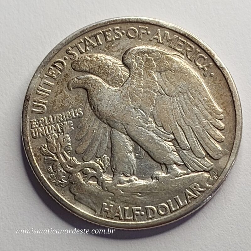 Moeda de Half Dolar Ano 1947 - Estados Unidos da América - Prata 0,900 - Half Dollar Walking Liberty - Imagem 7