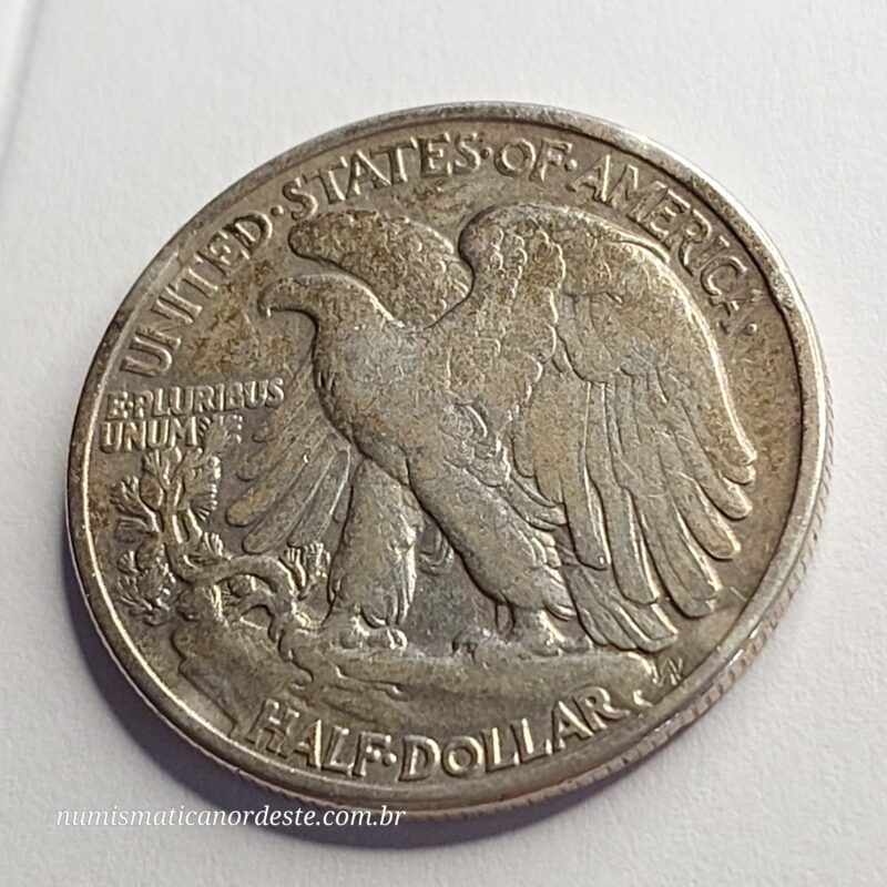 Moeda de Half Dolar Ano 1947 - Estados Unidos da América - Prata 0,900 - Half Dollar Walking Liberty - Imagem 5