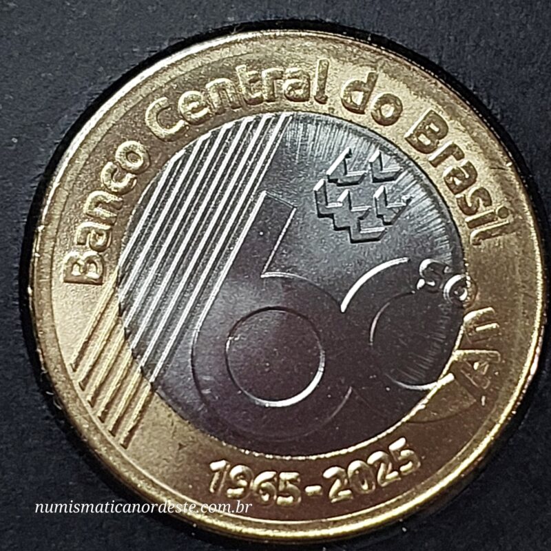 Moeda de 1 Real Ano 2025 - Brasil - Comemorativa - Banco Central 60 Anos