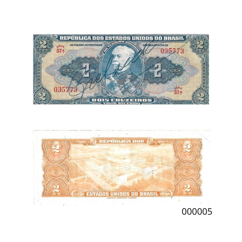 Cédula 2 Cruzeiros (Cr$2) – Duque de Caxias - AUTOGRAFADA - 1ª Estampa