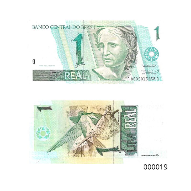 Cédula de 1 Real (R$ 1) do Brasil - "Beija-Flor" - 1a. Família
