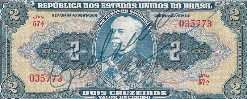 Cédula 2 Cruzeiros (Cr$2) – Duque de Caxias - AUTOGRAFADA - 1ª Estampa - Imagem 2