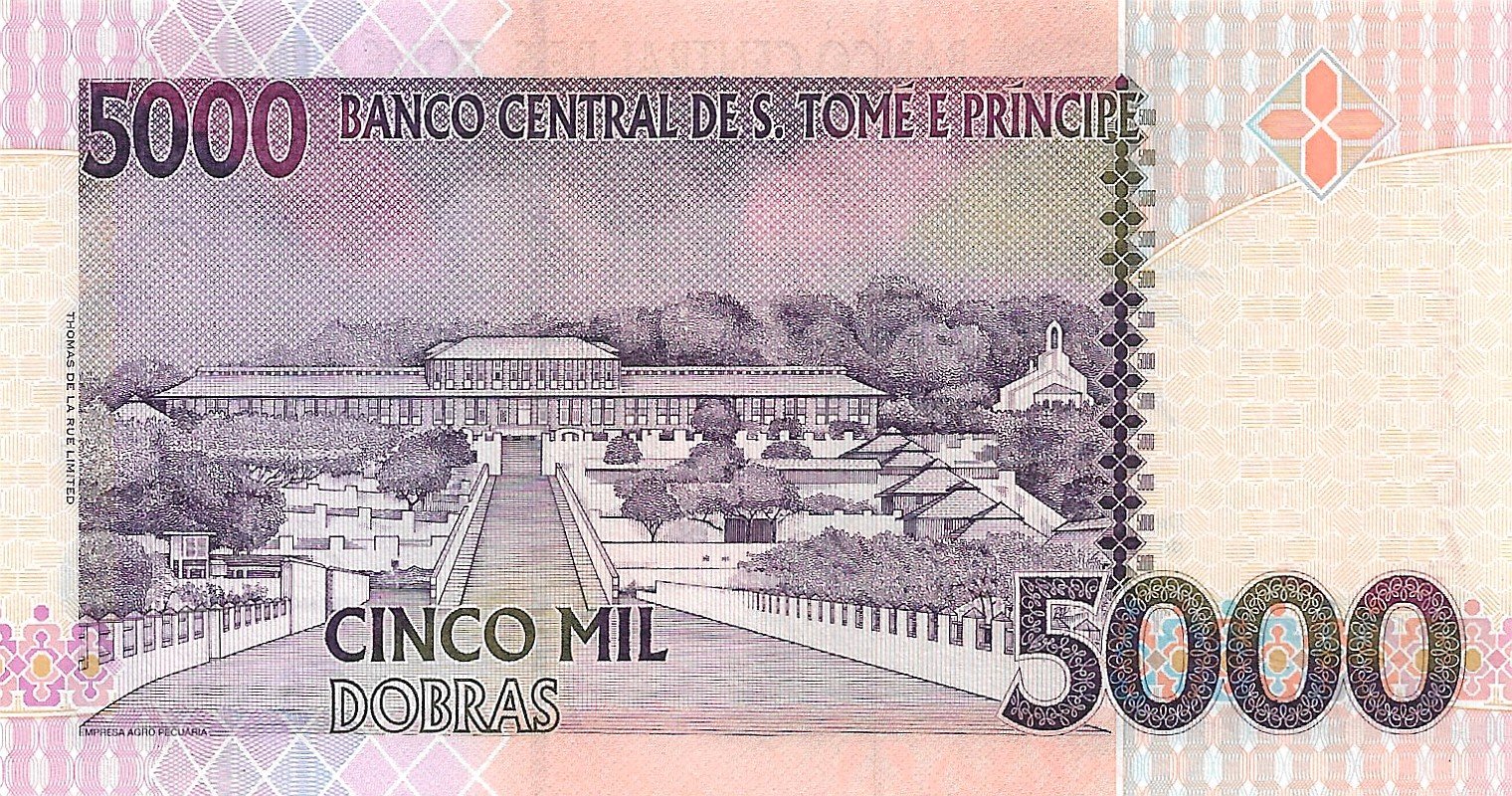 Cédula 5.000 Dobras de São Tomé e Príncipe – Rei Amador & Papa Figo - Imagem 3