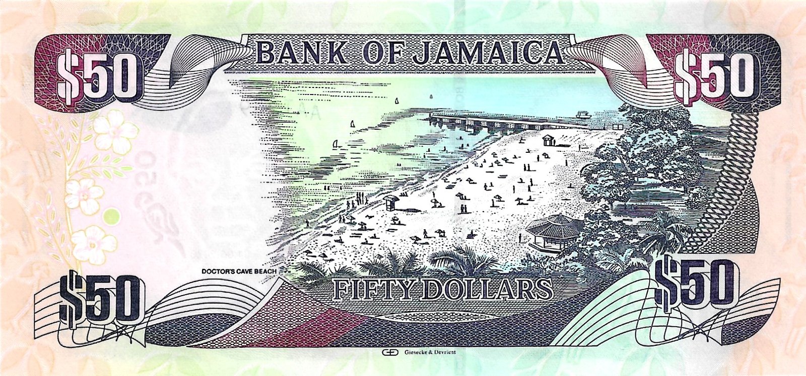 Cédula da Jamaica de 50 Dólares Ano 2020 - Imagem 3