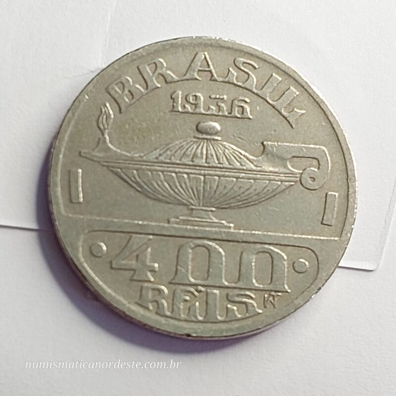 Moeda de 400 Réis Ano 1936 - Brasil - Série Brasileiros Ilustres: Oswaldo Cruz (científico brasileiro) - Imagem 7