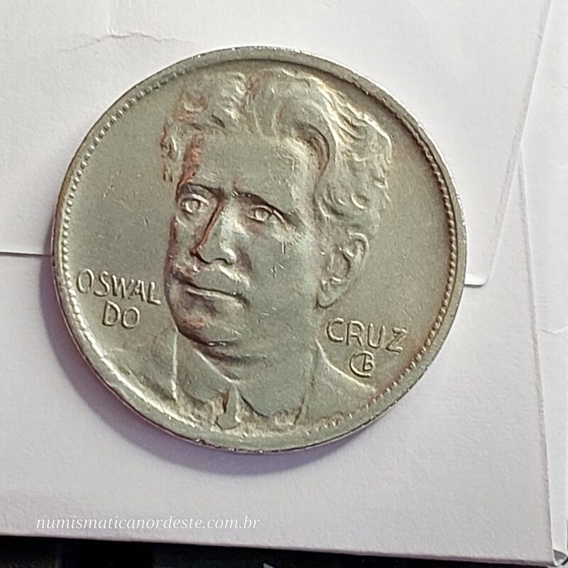 Moeda de 400 Réis Ano 1936 - Brasil - Série Brasileiros Ilustres: Oswaldo Cruz (científico brasileiro) - Imagem 6