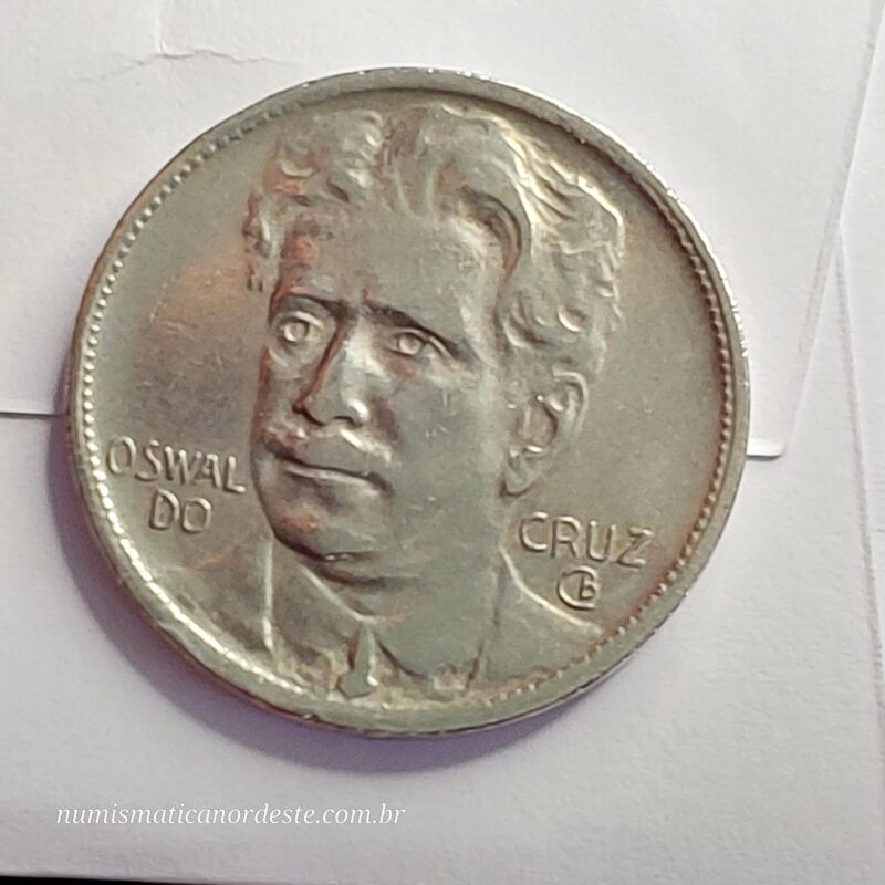 Moeda de 400 Réis Ano 1936 - Brasil - Série Brasileiros Ilustres: Oswaldo Cruz (científico brasileiro) - Imagem 4