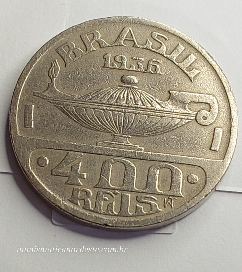 Moeda de 400 Réis Ano 1936 - Brasil - Série Brasileiros Ilustres: Oswaldo Cruz (científico brasileiro)