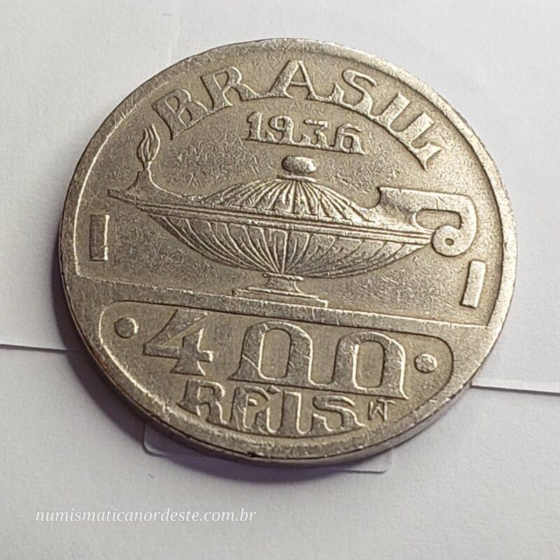 Moeda de 400 Réis Ano 1936 - Brasil - Série Brasileiros Ilustres: Oswaldo Cruz (científico brasileiro) - Imagem 3