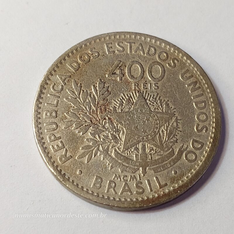 Moeda de 400 Réis do Brasil Ano 1901 - MCMI - Imagem 7