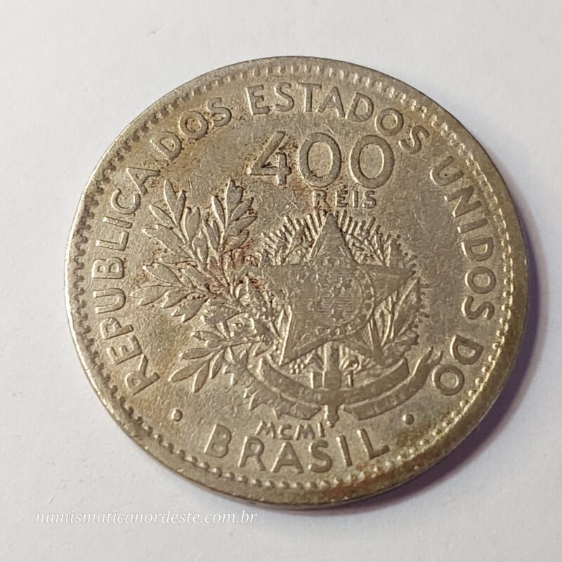 Moeda de 400 Réis do Brasil Ano 1901 - MCMI - Imagem 5