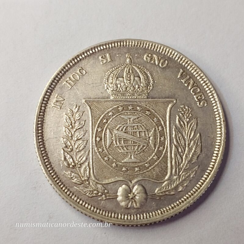 Moeda de 500 Réis do Brasil Ano 1854 - Prata 0,917 - Imagem 8
