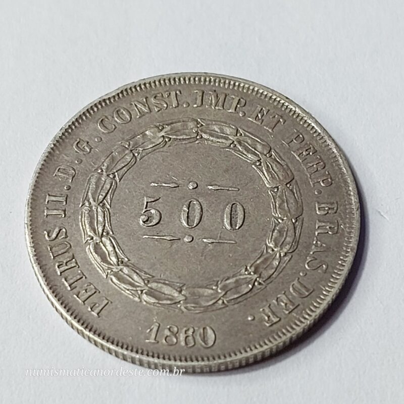 Moeda de 500 Réis do Brasil Ano 1860 - Prata 0,917 - Imagem 5