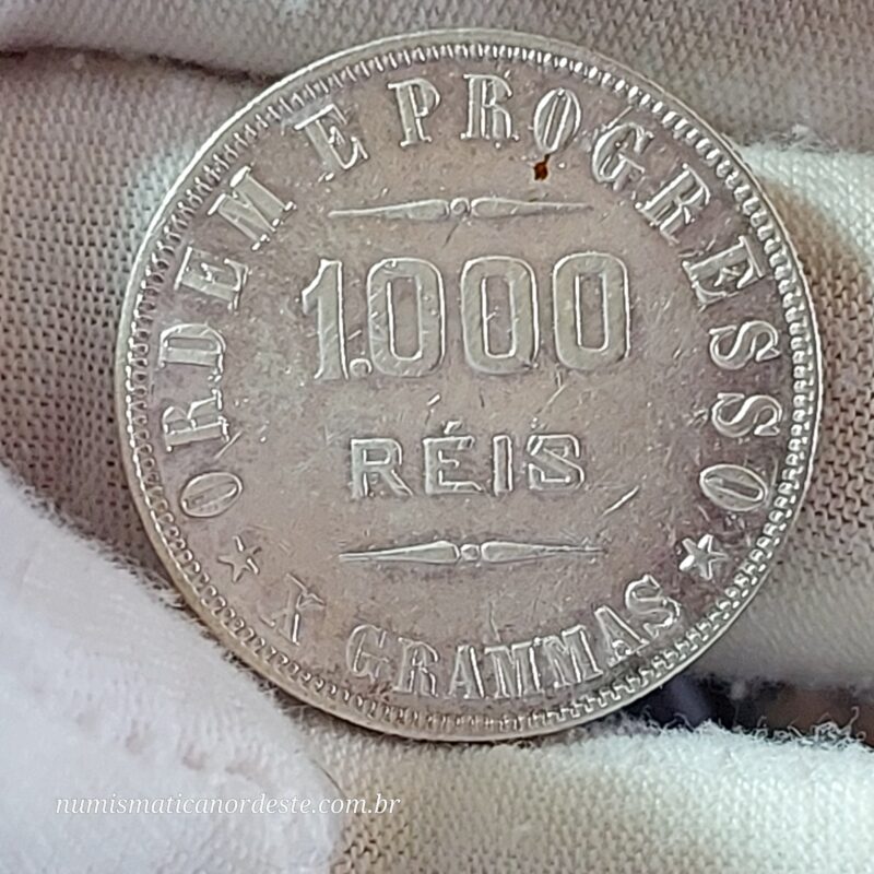 Moeda de 1.000 Réis do Brasil Ano 1911 Prata 0.900 - Réis da república (1889 - 1942) - Imagem 8