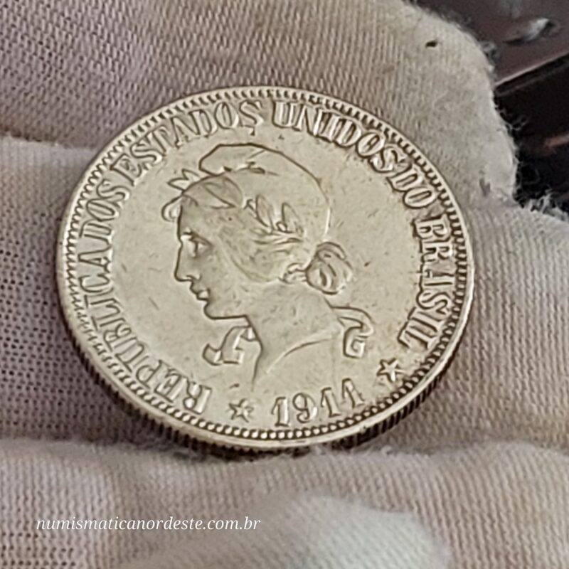Moeda de 1.000 Réis do Brasil Ano 1911 Prata 0.900 - Réis da república (1889 - 1942) - Imagem 7
