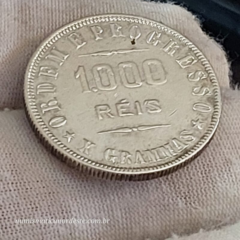Moeda de 1.000 Réis do Brasil Ano 1911 Prata 0.900 - Réis da república (1889 - 1942) - Imagem 6