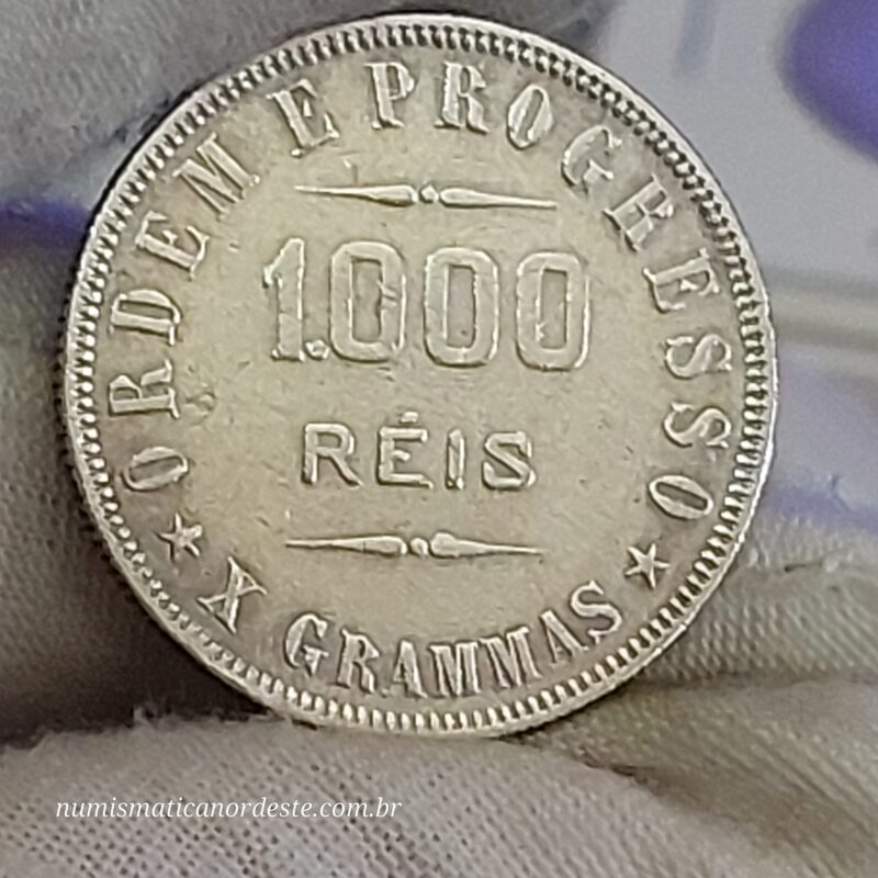 Moeda de 1.000 Réis do Brasil Ano 1912 Prata 0.900 - Réis da república (1889 - 1942) - Imagem 5