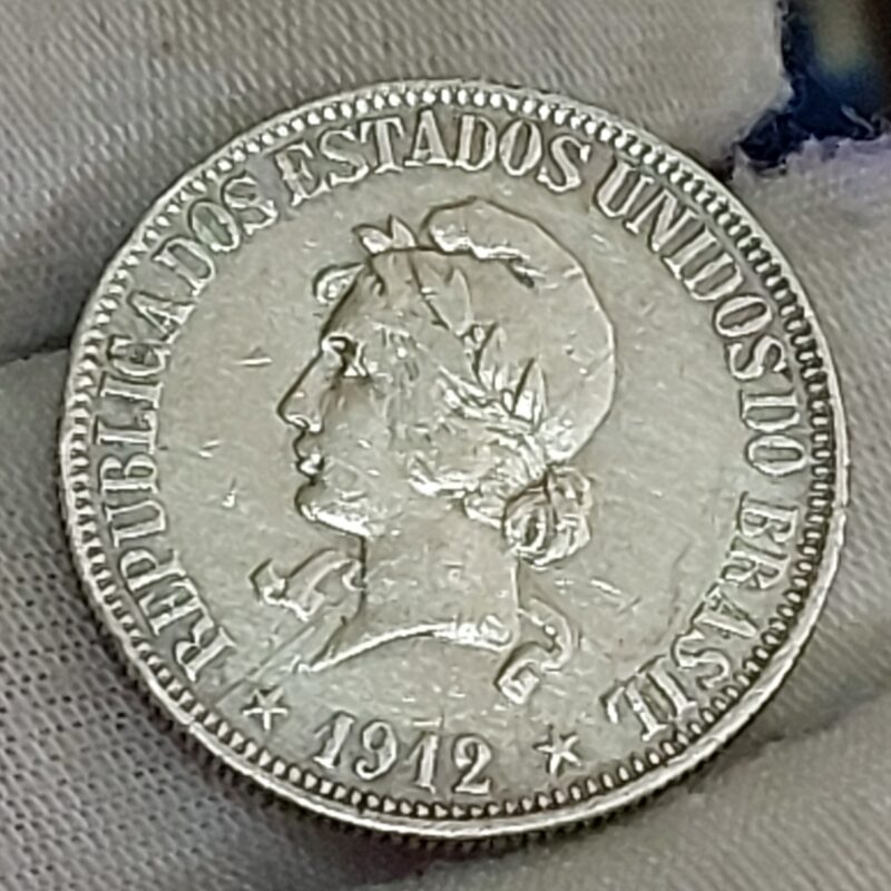 Moeda de 1.000 Réis do Brasil Ano 1912 Prata 0.900 - Réis da república (1889 - 1942) - Imagem 2