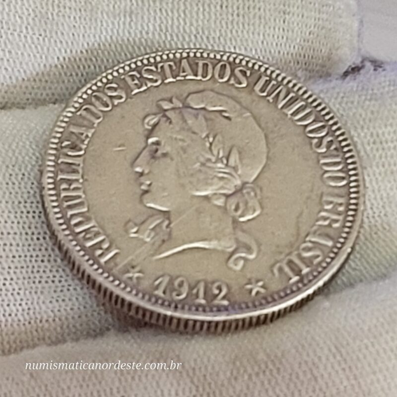 Moeda de 1.000 Réis do Brasil Ano 1912 Prata 0.900 - Réis da república (1889 - 1942) - Imagem 8