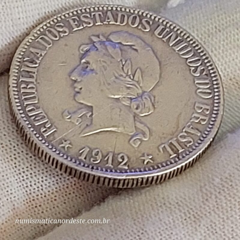Moeda de 1.000 Réis do Brasil Ano 1912 Prata 0.900 - Réis da república (1889 - 1942) - Imagem 6