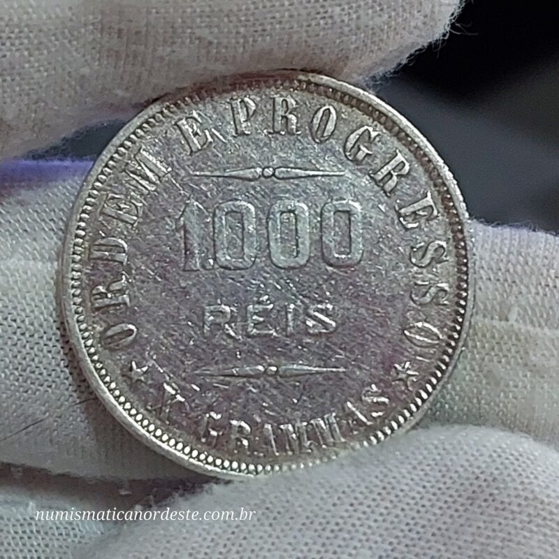 Moeda de 1.000 Réis do Brasil Ano 1906 Prata 0.900 - Réis da república (1889 - 1942) - Imagem 13