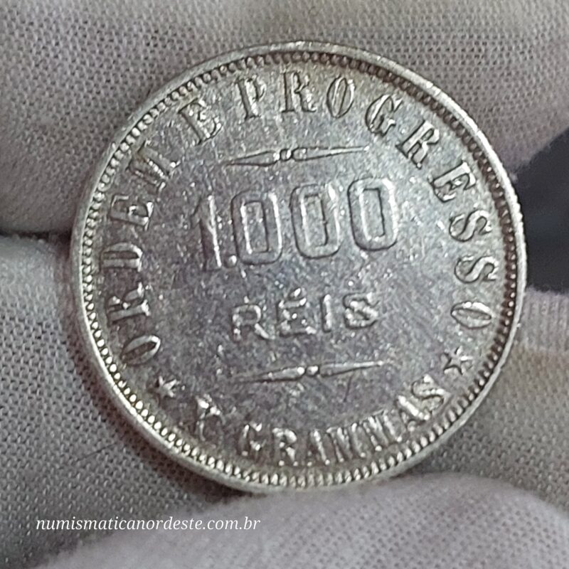 Moeda de 1.000 Réis do Brasil Ano 1906 Prata 0.900 - Réis da república (1889 - 1942) - Imagem 9