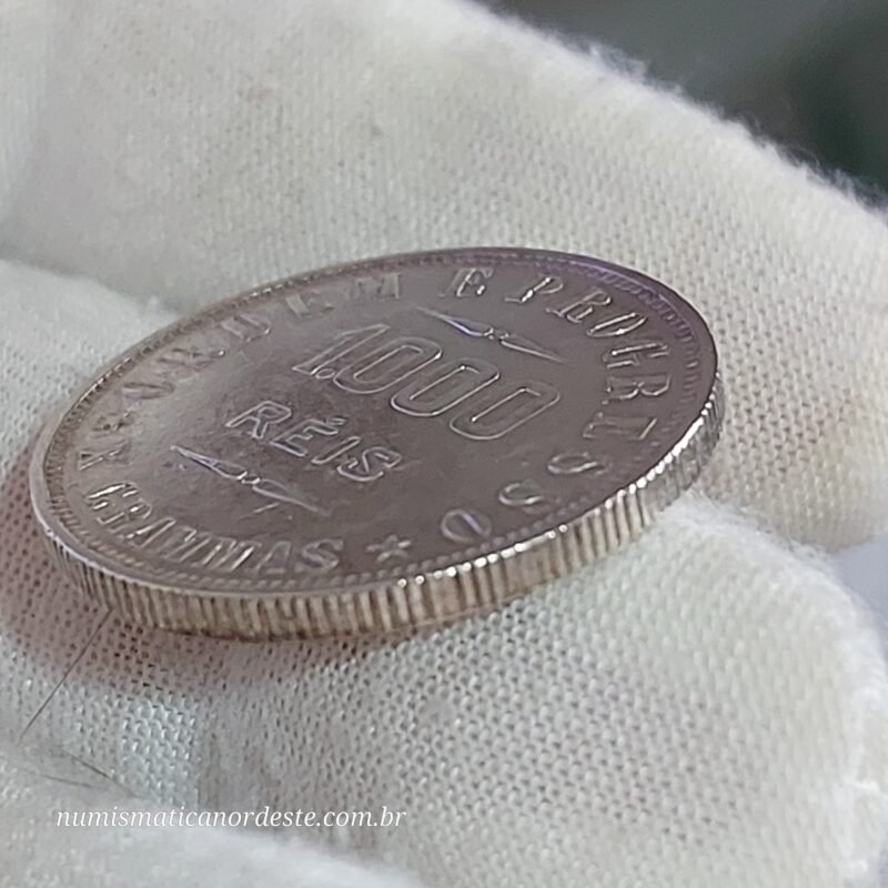 Moeda de 1.000 Réis do Brasil Ano 1906 Prata 0.900 - Réis da república (1889 - 1942) - Imagem 5