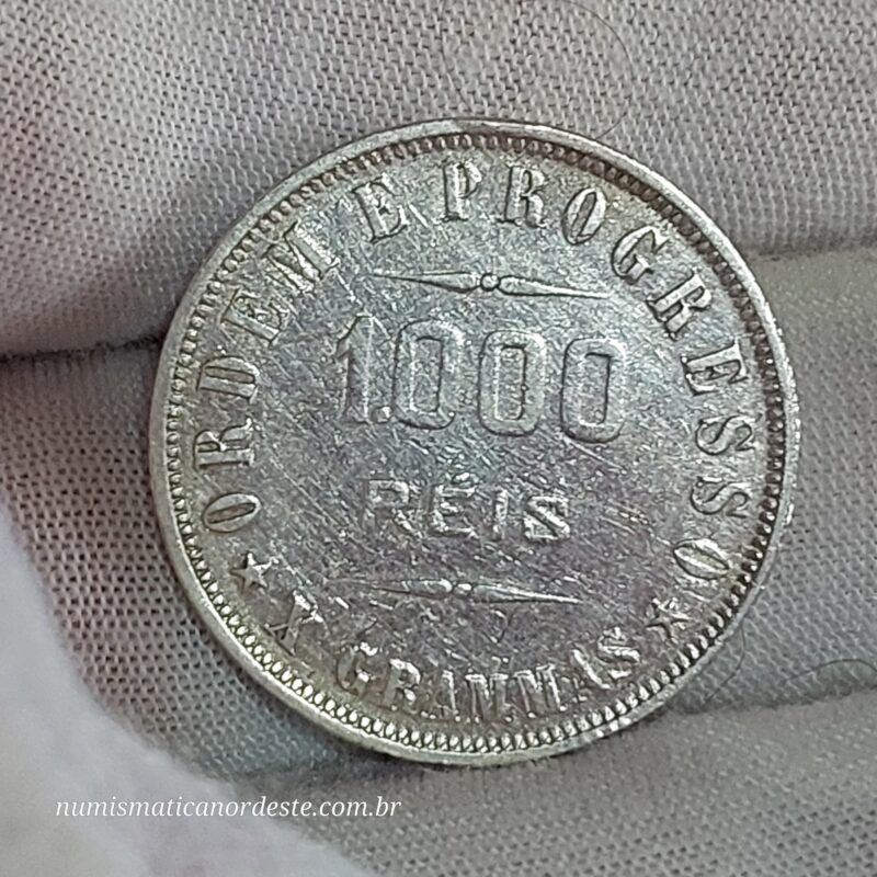 Moeda de 1.000 Réis do Brasil Ano 1906 Prata 0.900 - Réis da república (1889 - 1942) - Imagem 3