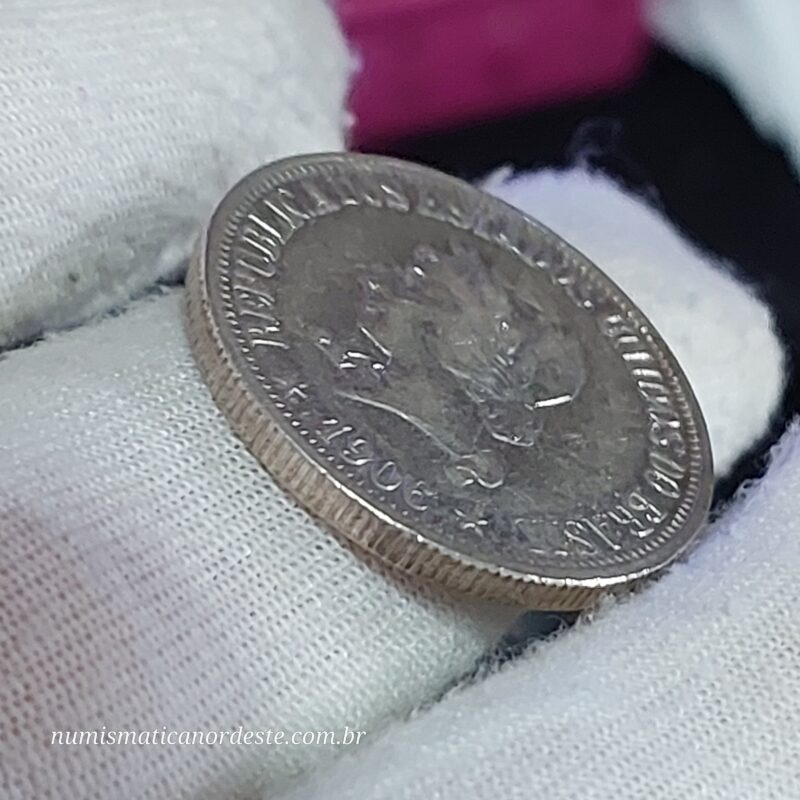Moeda de 1.000 Réis do Brasil Ano 1906 Prata 0.900 - Réis da república (1889 - 1942) - Imagem 4