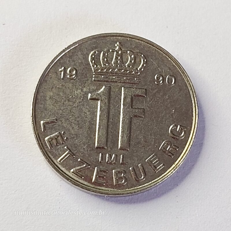 Moeda Luxemburgo 1 Franco 1990 - Grão-Duque Jean